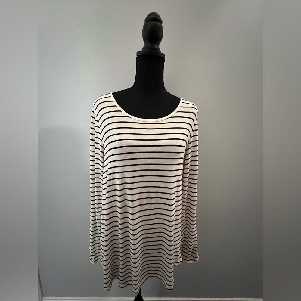 Gap Striped Black and White Long Sleeve Shirt - Picture 1 of 7
